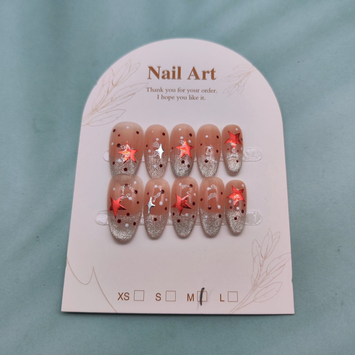 Handmade press-on nails almond star